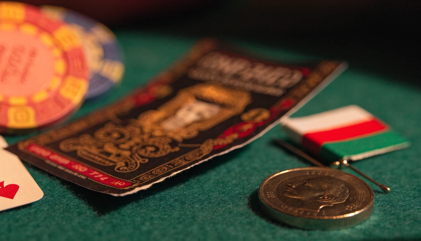 Blackjack témájú magyar kaparós sorsjegy zöld asztalon zsetonokkal